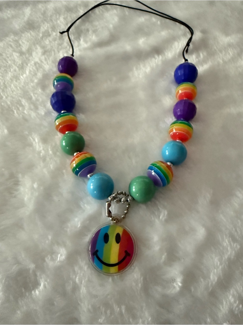New Handmade Rainbow Pride 🌈 Beaded Smiley Necklace - Picture 2 of 4
